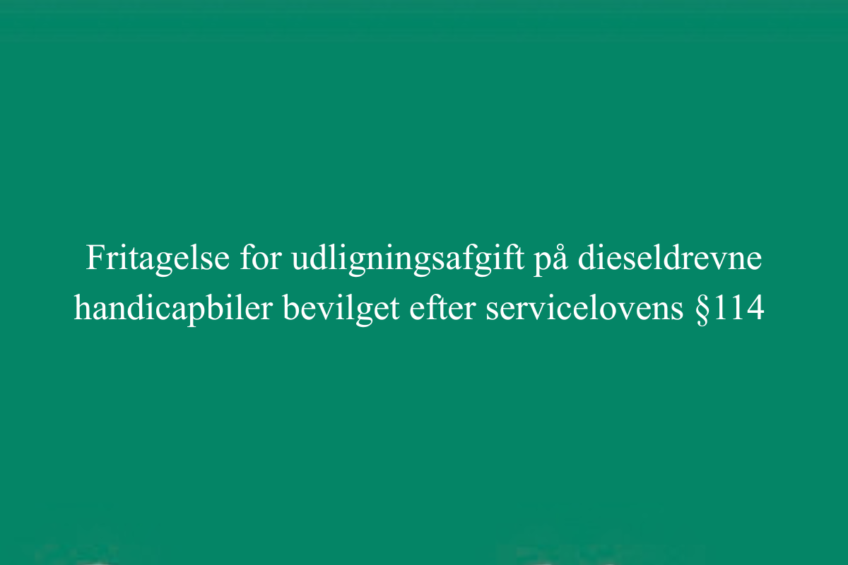 Nyt borgerforslag om fritagelse for udligningsafgift på dieseldrevne handicapbiler